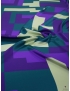 Tessuto Raso in Seta Geometrico Petrolio Viola Verde Pallido