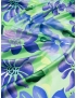 Tessuto Raso Seta e Cotone Floreale Verde Menta Viola