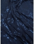 Tessuto Jacquard Seta Laminato Astratto Blu Scuro - Made in Como
