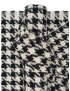Mt. 1,50 Tessuto Chanel Pied de Poule Lamé Argento Nero Bianco Seta