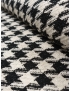 Mt. 1,50 Tessuto Chanel Pied de Poule Lamé Argento Nero Bianco Seta