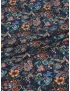 Tessuto Popeline Cotone Orientale Blu Scuro Azzurro Arancione